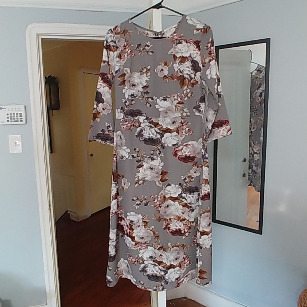 Gray Floral Dress
